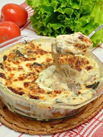 Грибная кассероль (грибная, сливочно-сырная запеканка) 
