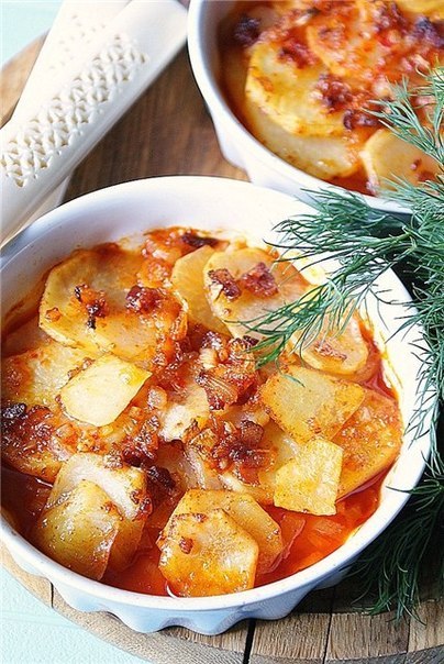 Картофельный гратен с беконом