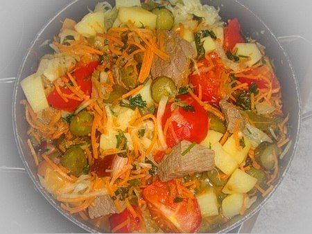 Овощное рагу с мясом 