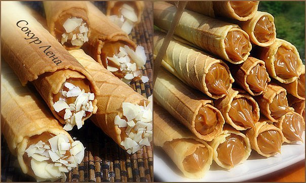 Вафельные трубочки со сгущёнкой 